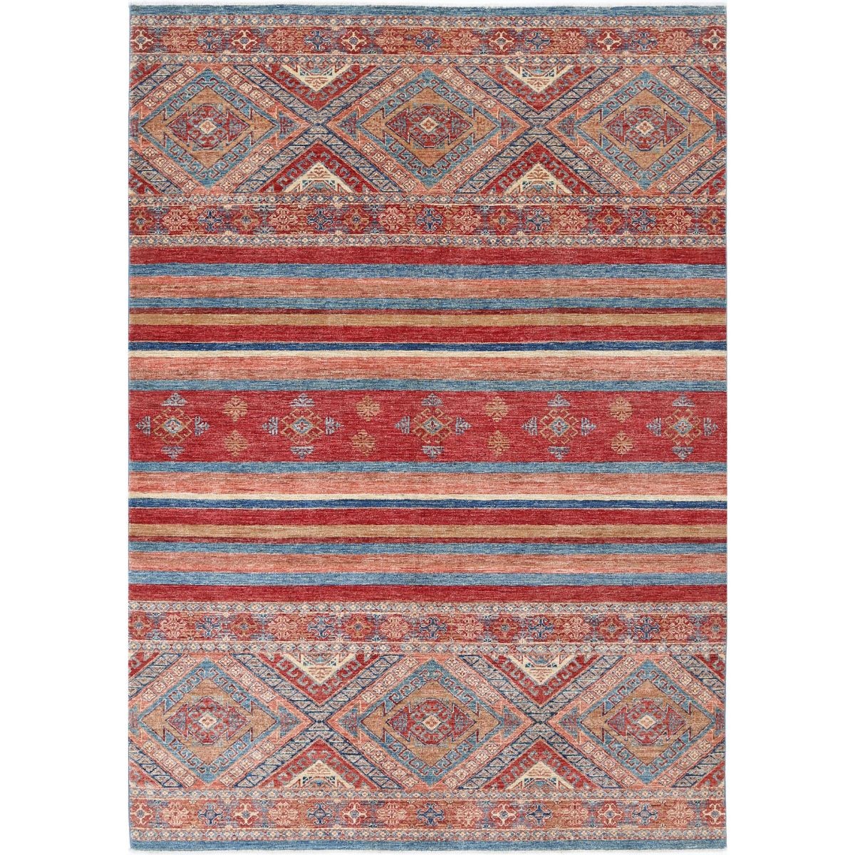 Khurjeen 7x9 Handmade Double Knotted Washable Wool Rug - Colorful