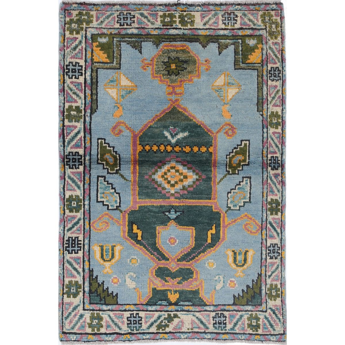 Revival 3x4 Handmade Double Knotted Washable Wool Rug - Colorful