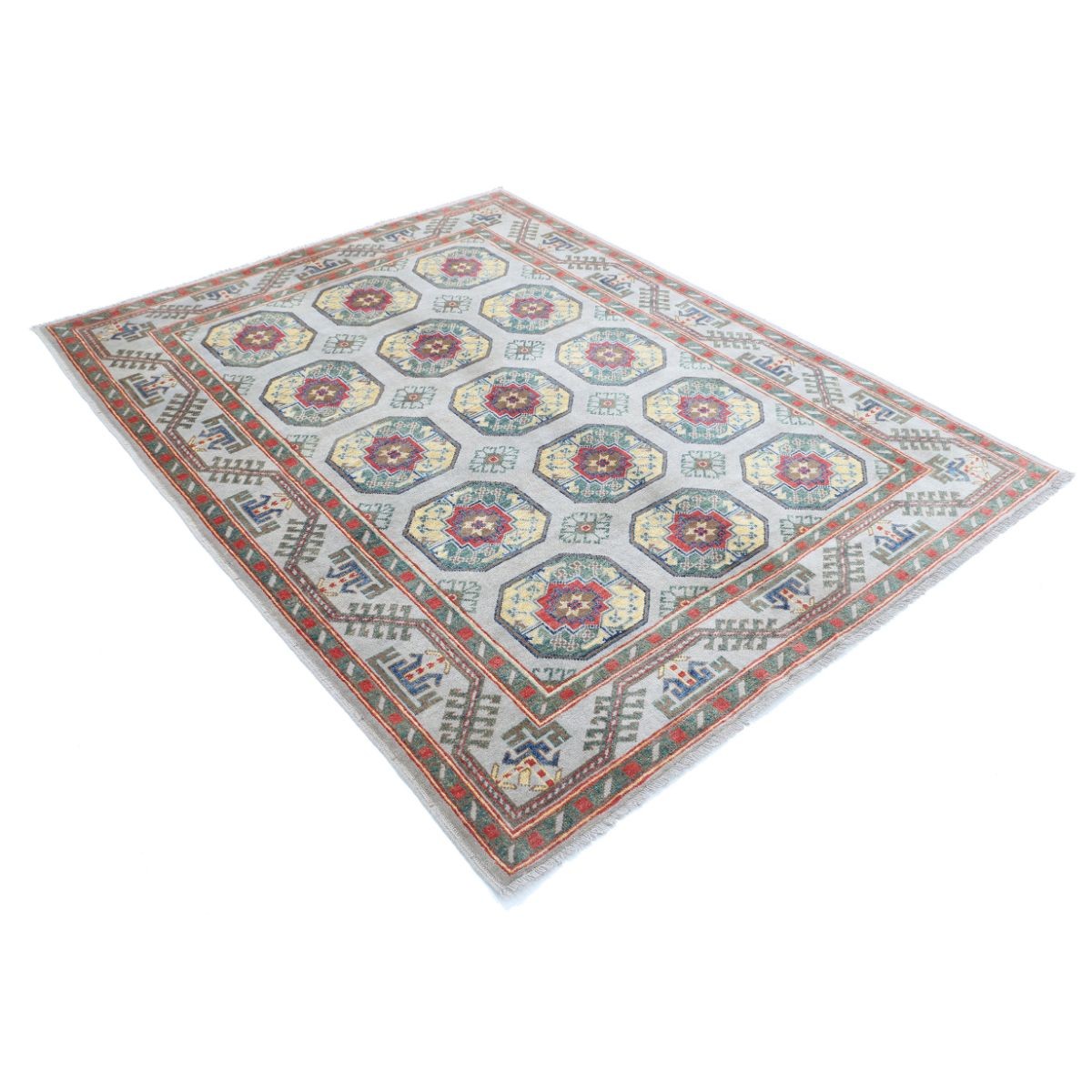 Revival 6x7 Handmade Double Knotted Washable Wool Rug - Colorful