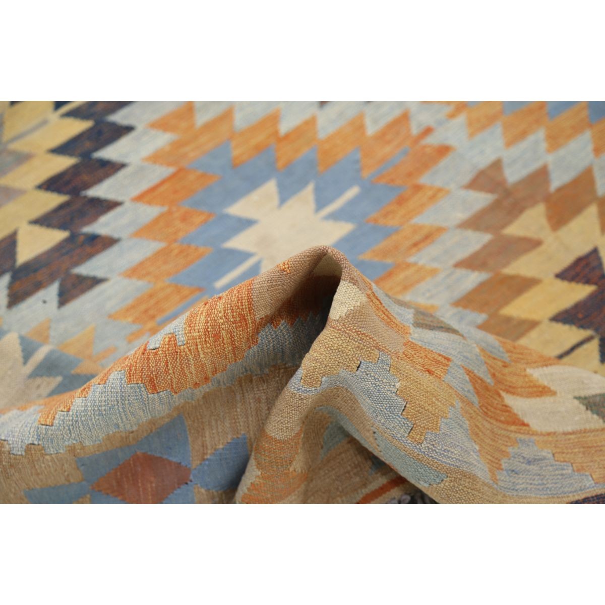 Kafkaas 7x10 Hand Woven Washable Wool Rug - Colorful