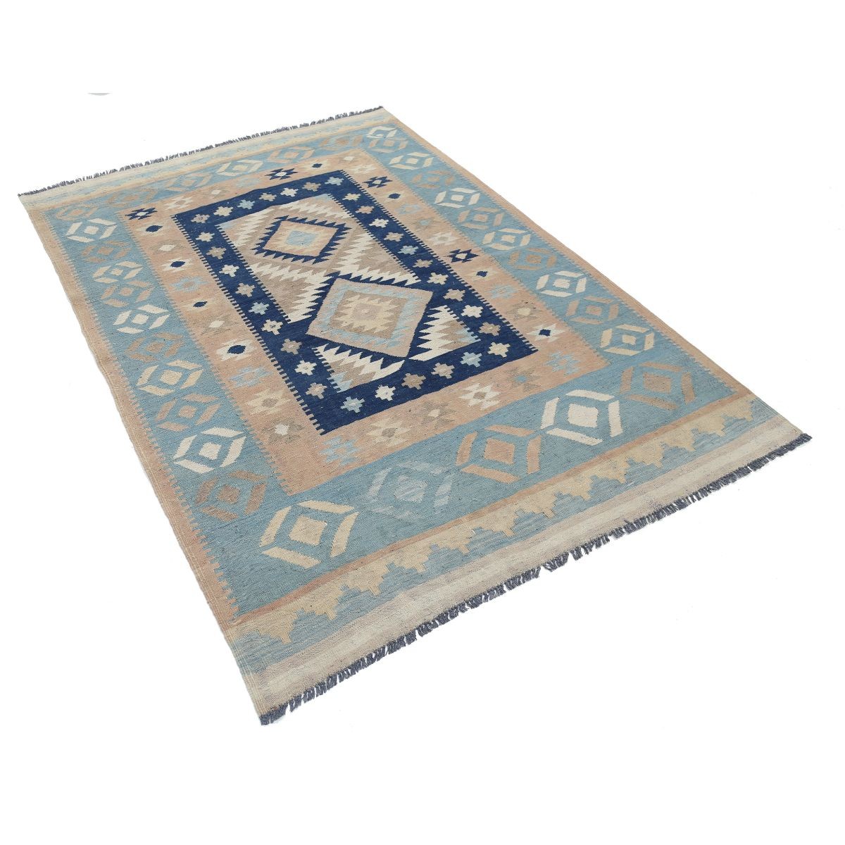 Kafkaas 5x7 Hand Woven Washable Wool Rug - Soft Hues
