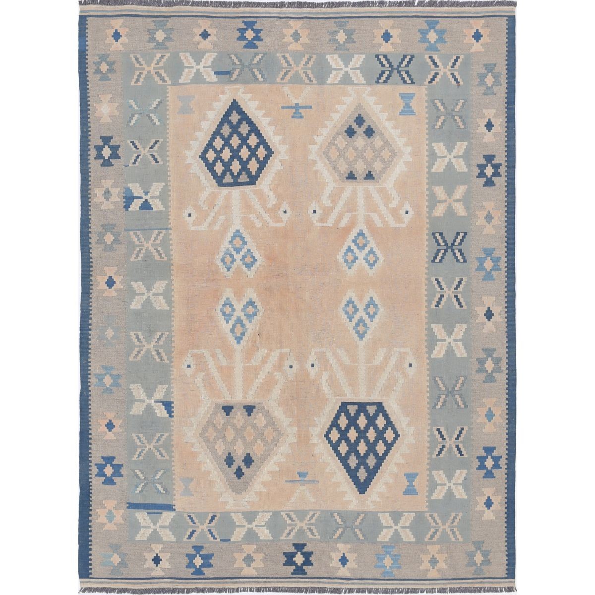 Kafkaas 5x7 Hand Woven Washable Wool Rug - Soft Hues