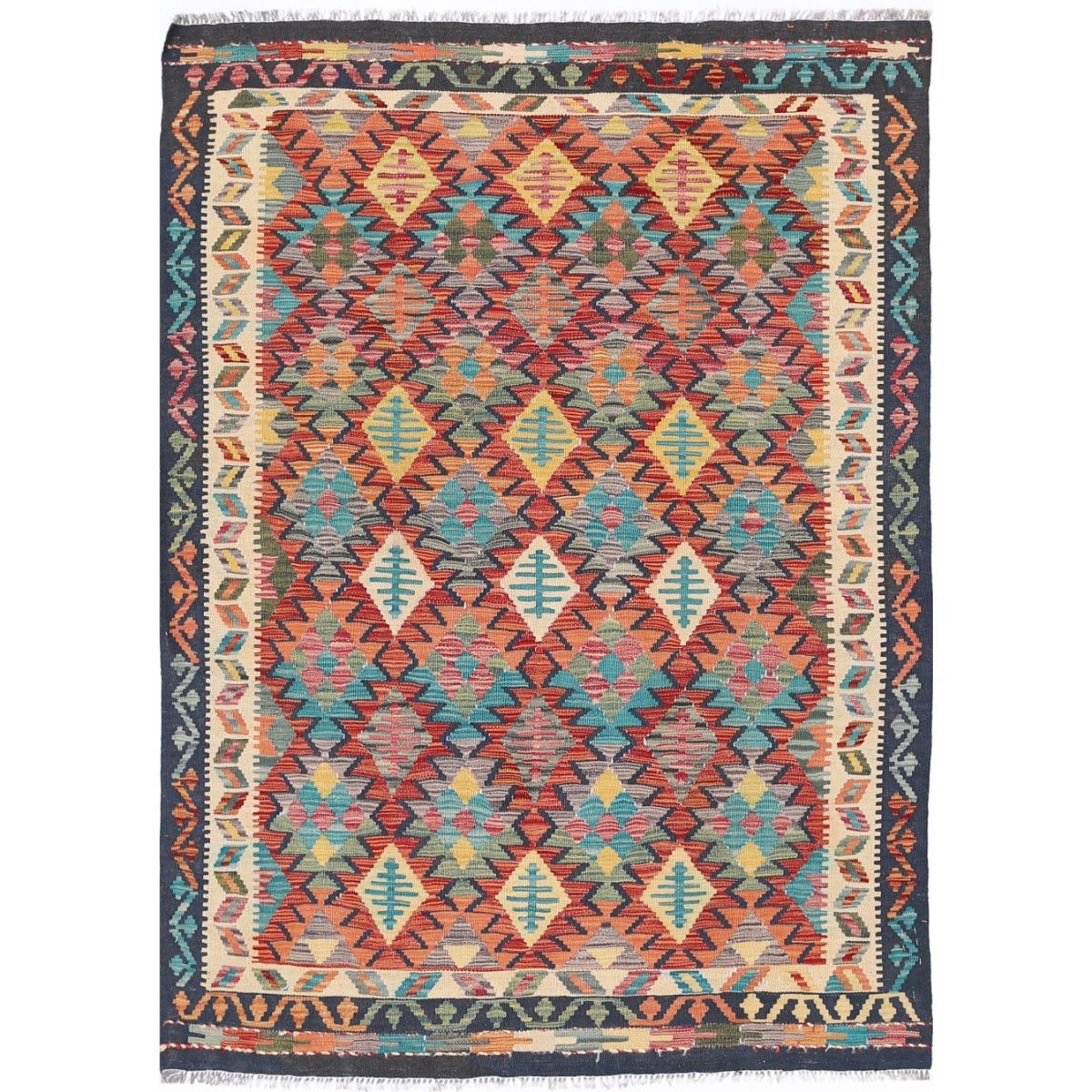Maimana 5x6 Hand Woven Washable Wool Rug - Colorful