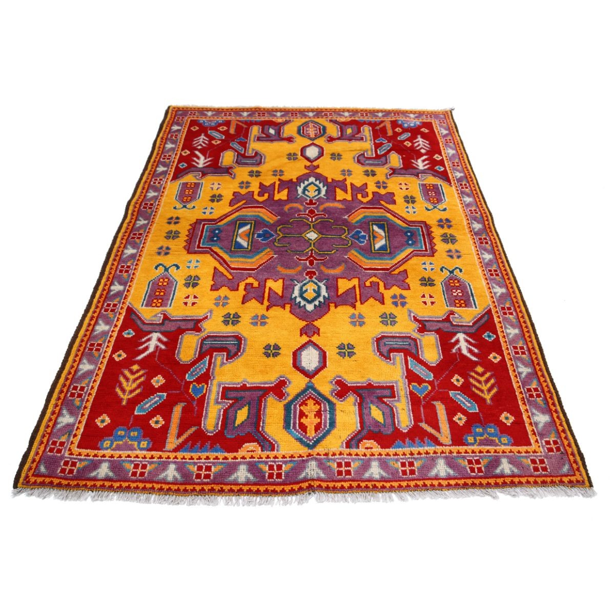 Revival 5x7 Handmade Double Knotted Washable Wool Rug - Colorful
