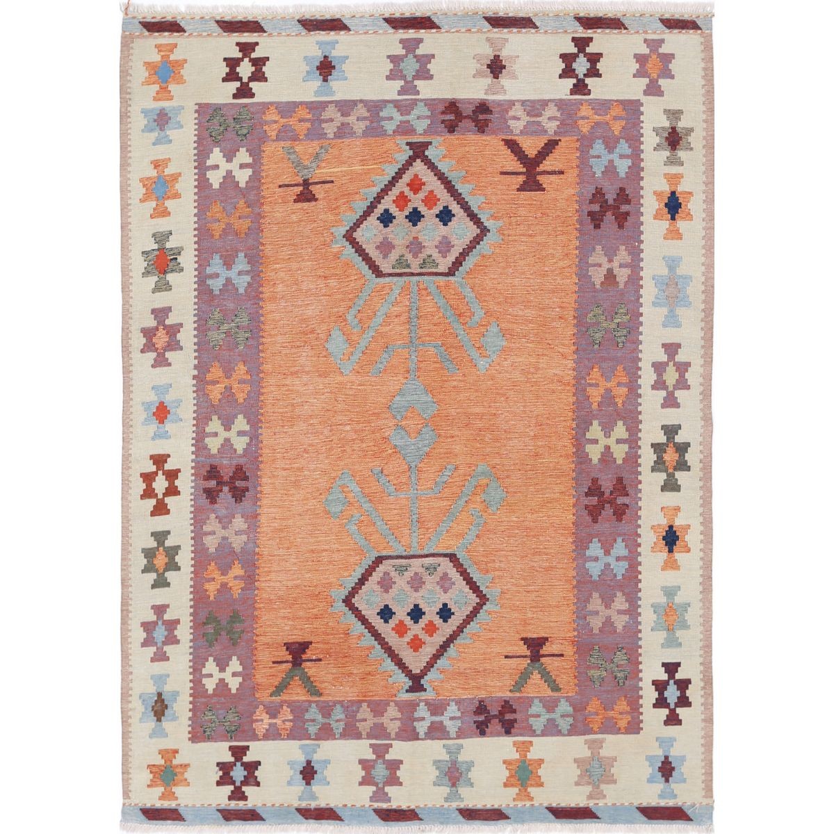 Kafkaas 5x7 Hand Woven Washable Wool Rug - Colorful