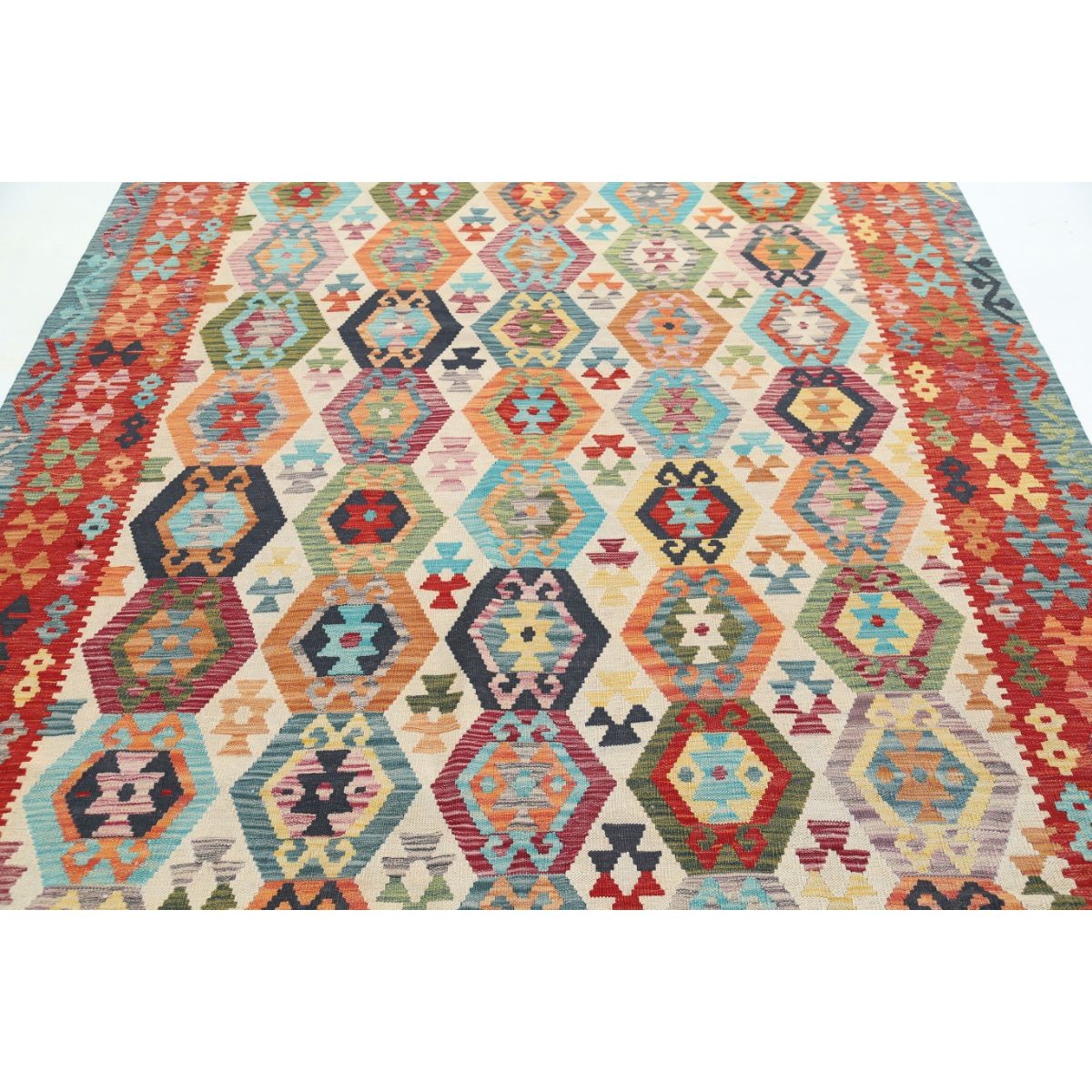 Maimana 7x10 Hand Woven Washable Wool Rug - Colorful