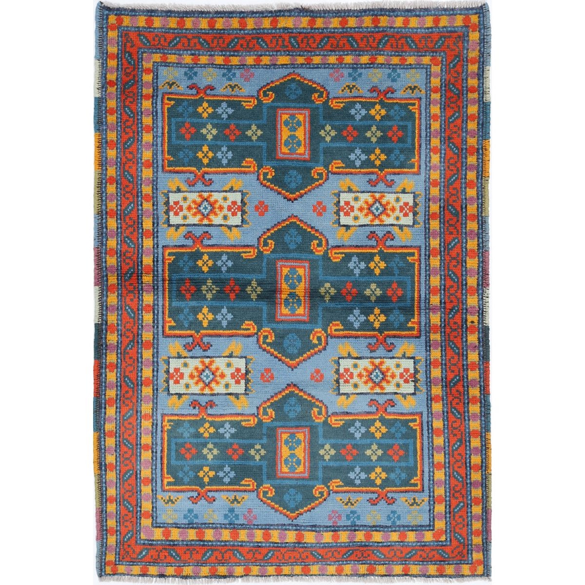Revival 3x5 Handmade Double Knotted Washable Wool Rug - Colorful