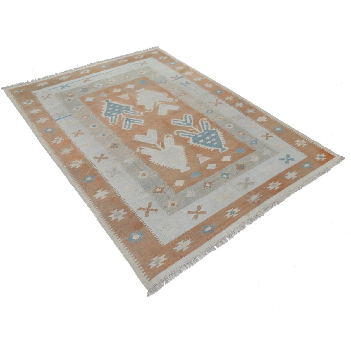 Kafkaas 5x7 Hand Woven Washable Wool Rug - Soft Hues