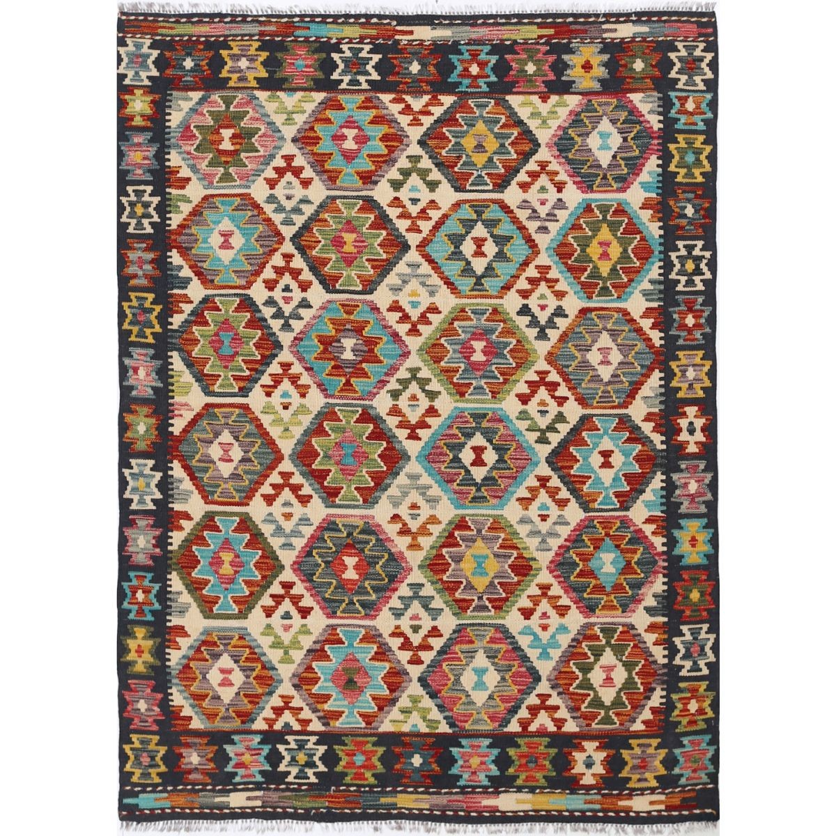 Maimana 5x7 Hand Woven Washable Wool Rug - Colorful