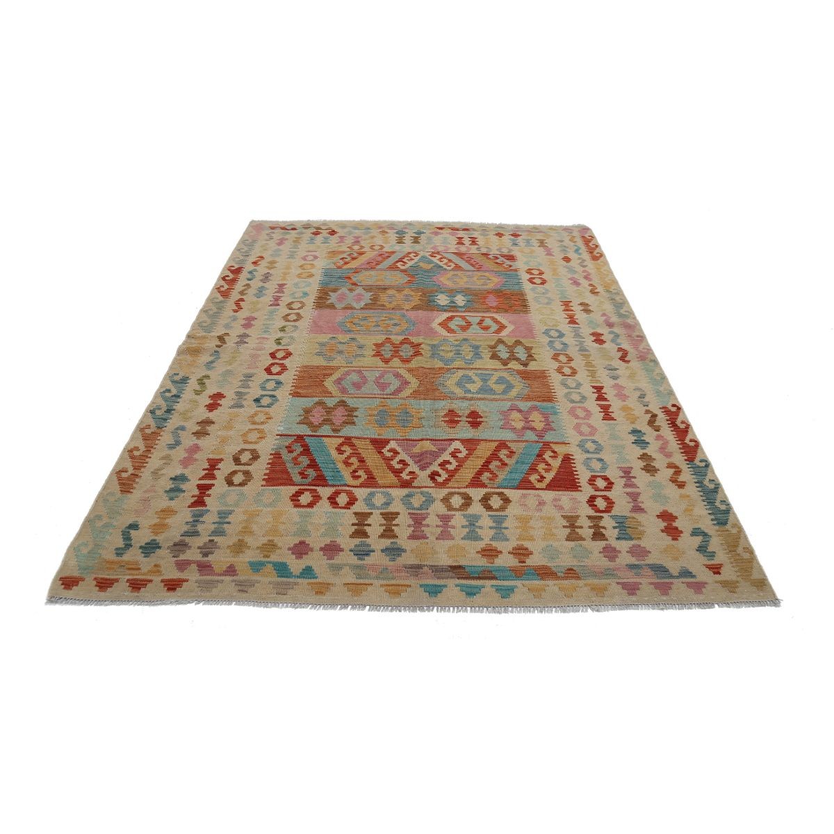 Maimana 6x8 Hand Woven Washable Wool Rug - Colorful
