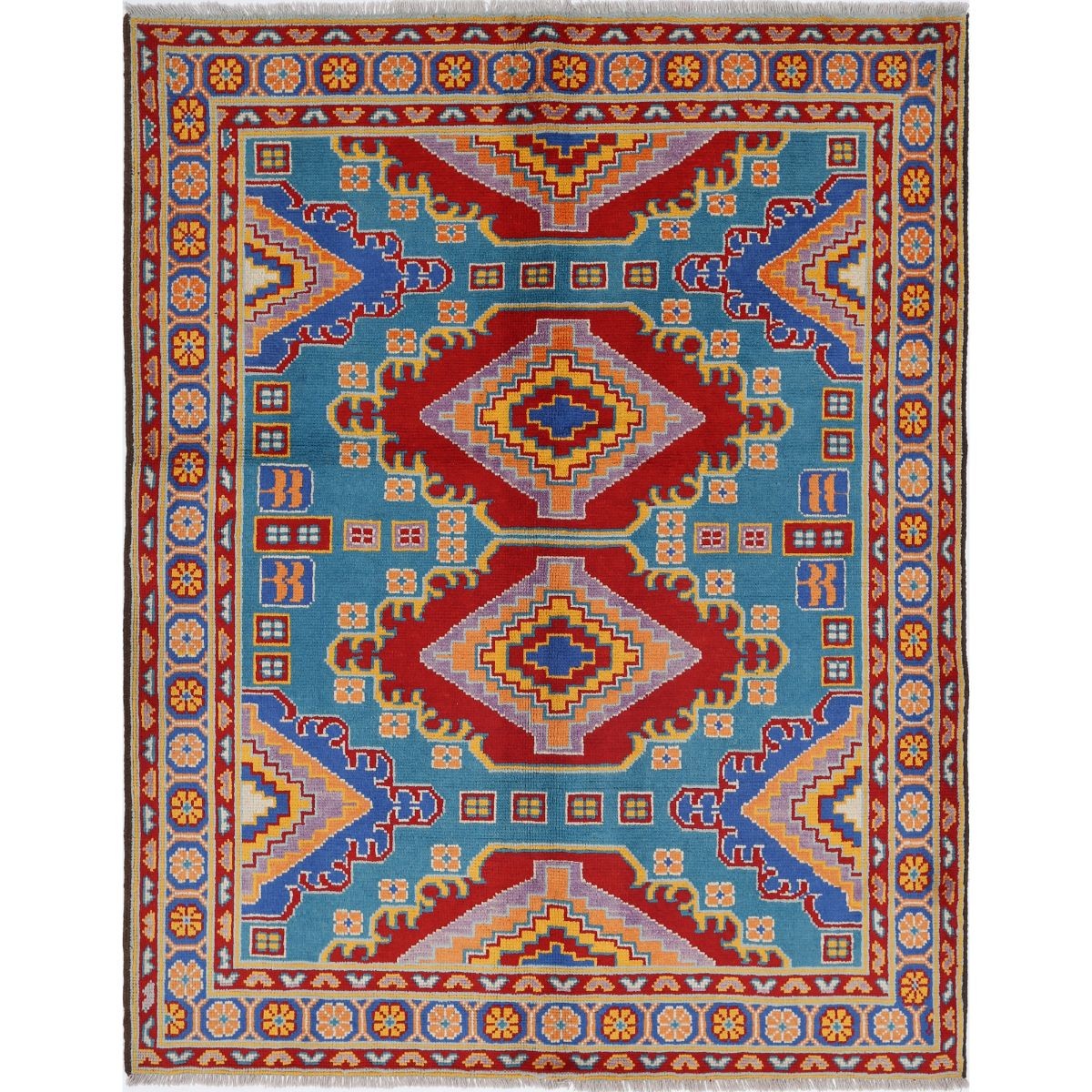 Revival 5x7 Handmade Double Knotted Washable Wool Rug - Colorful