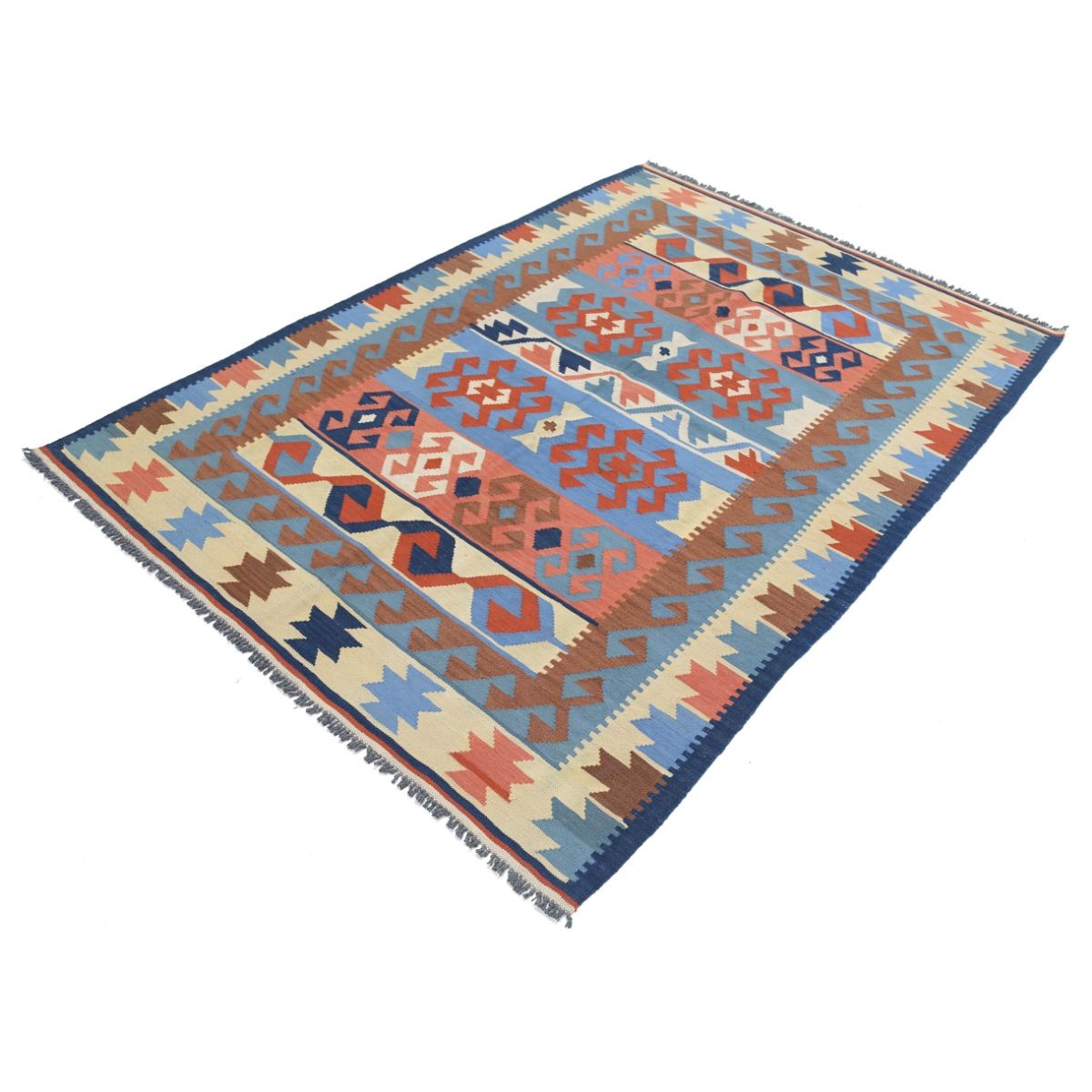 Kafkaas 5x7 Hand Woven Washable Wool Rug - Colorful