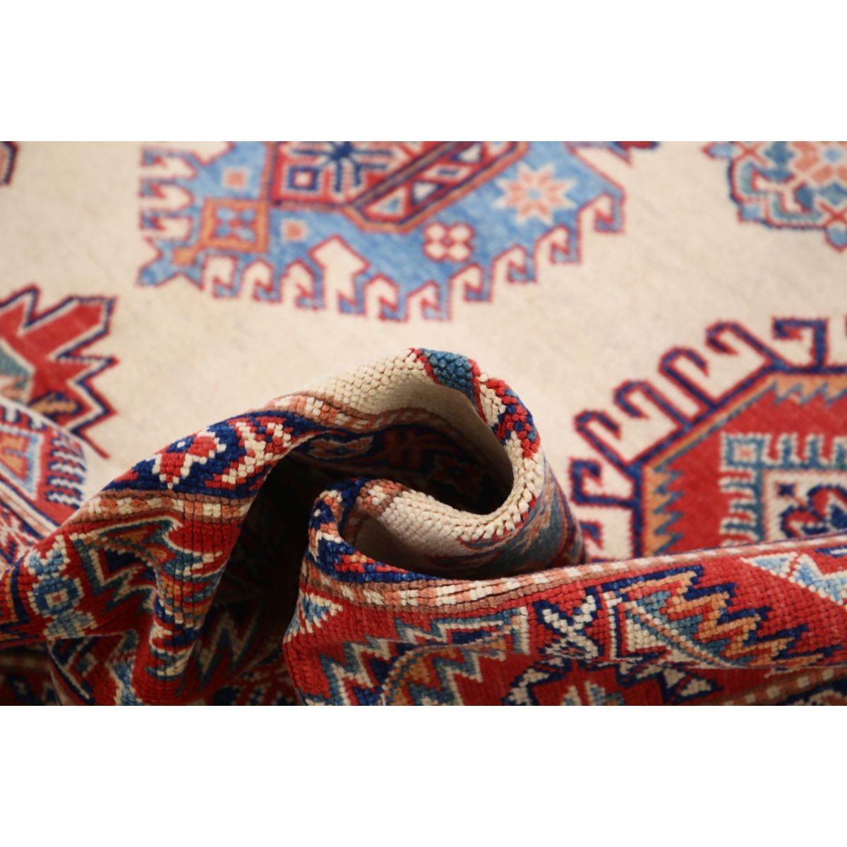 Kazak 8x10 Handmade Double Knotted Washable Wool Rug - Colorful