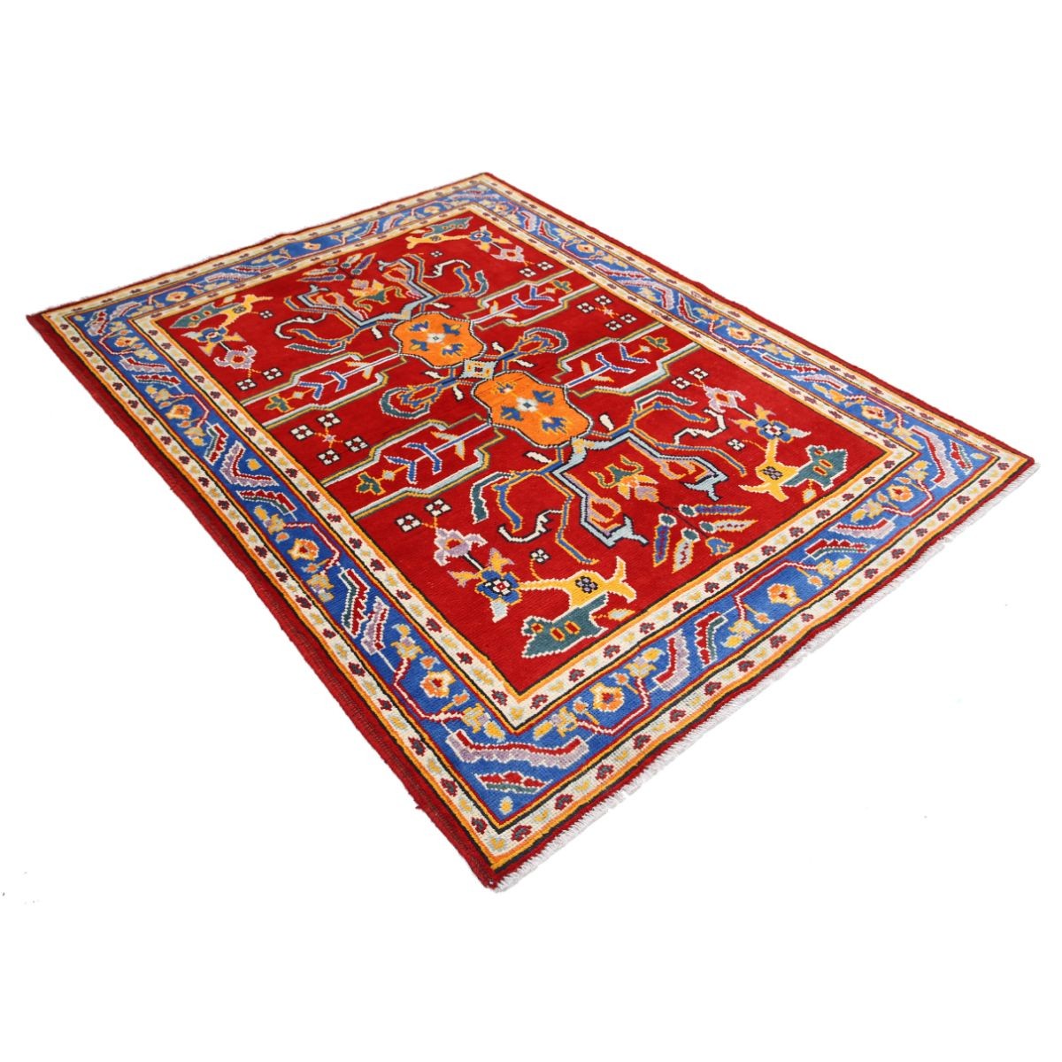 Revival 5x7 Handmade Double Knotted Washable Wool Rug - Colorful