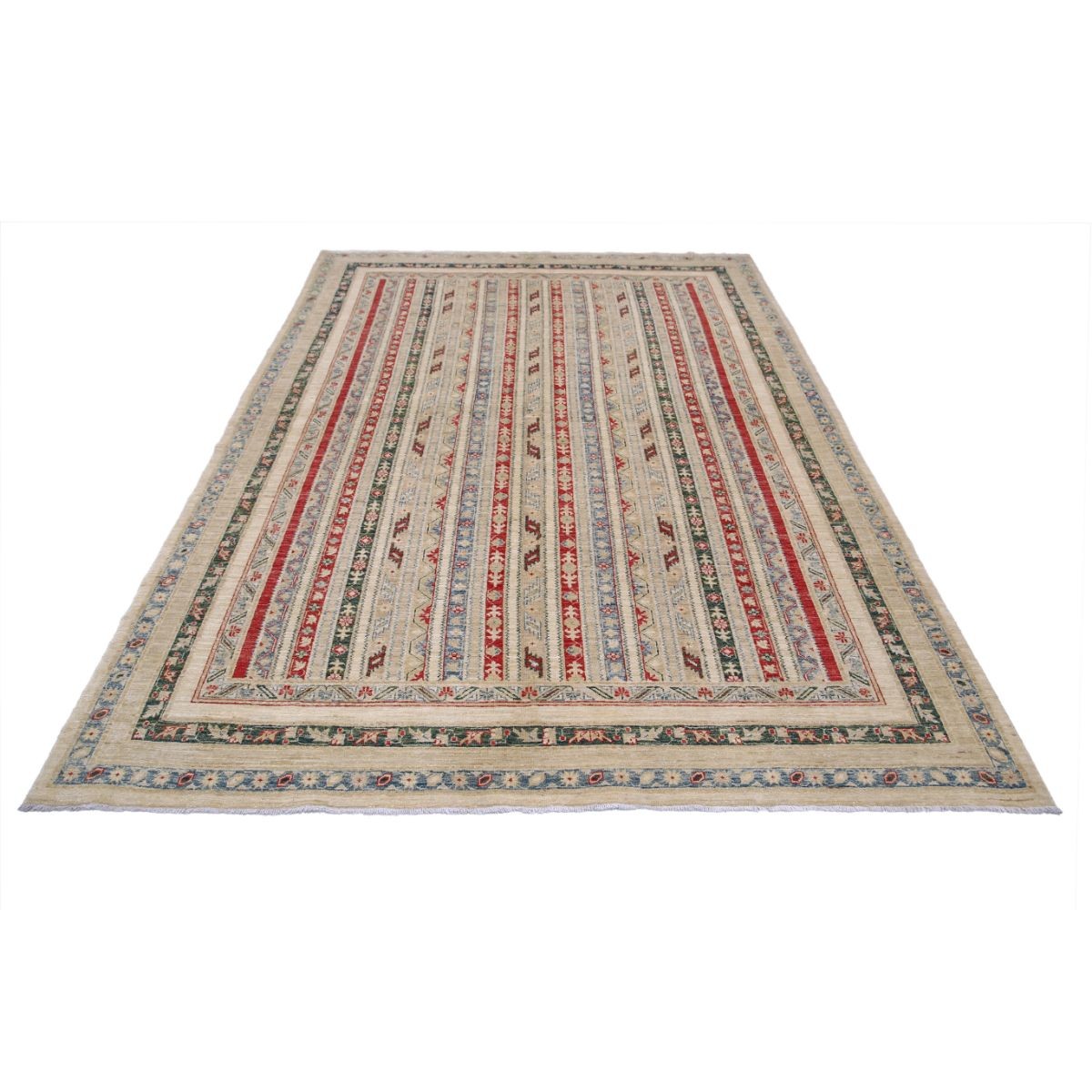 Shaal 7x9 Handmade Double Knotted Washable Wool Rug - Colorful
