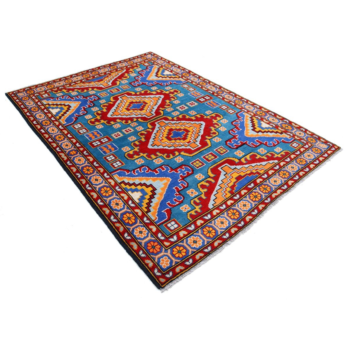 Revival 6x7 Handmade Double Knotted Washable Wool Rug - Colorful