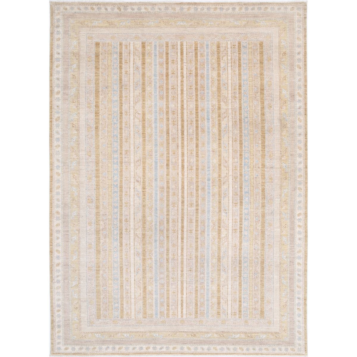 Shaal 7x9 Handmade Double Knotted Washable Wool Rug - Soft Hues