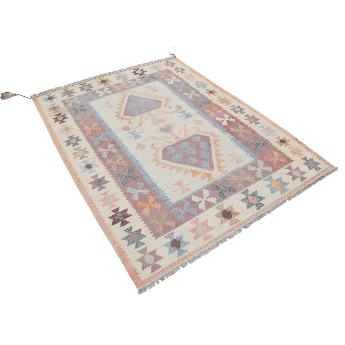 Kafkaas 5x7 Hand Woven Washable Wool Rug - Colorful