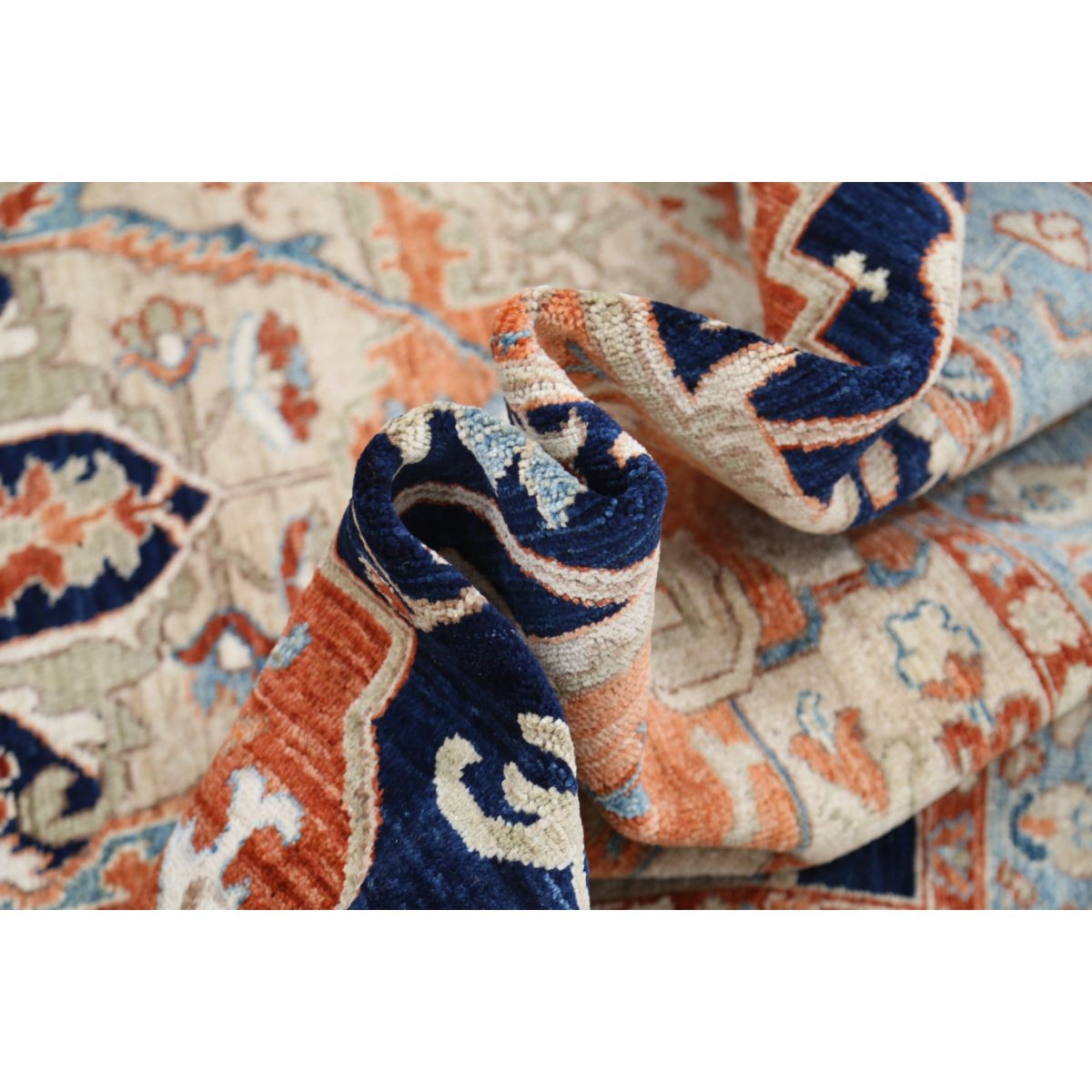 Heriz 8x10 Handmade Double Knotted Washable Wool Rug - Colorful