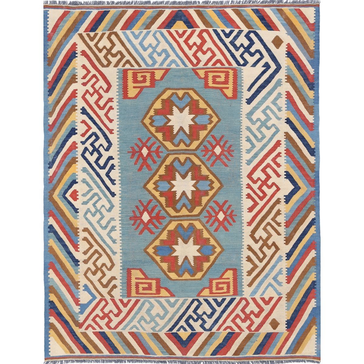 Kafkaas 5x7 Hand Woven Washable Wool Rug - Colorful