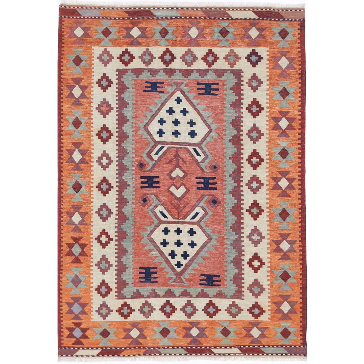 Kafkaas 5x7 Hand Woven Washable Wool Rug - Colorful