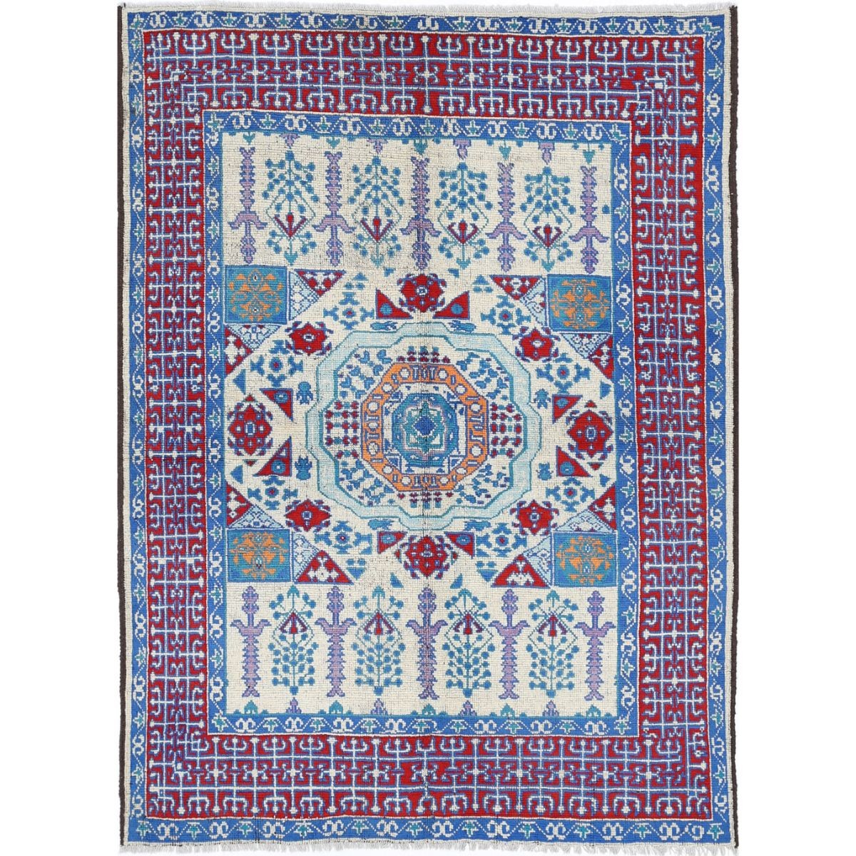 Revival 6x8 Handmade Double Knotted Washable Wool Rug - Colorful
