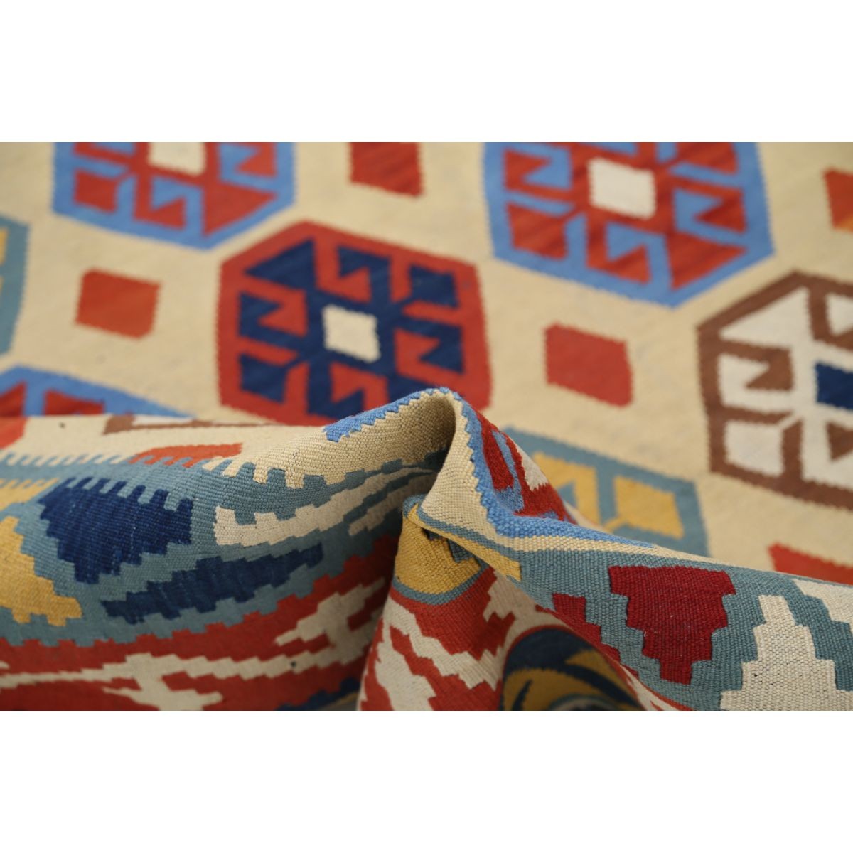 Kafkaas 7x10 Hand Woven Washable Wool Rug - Colorful