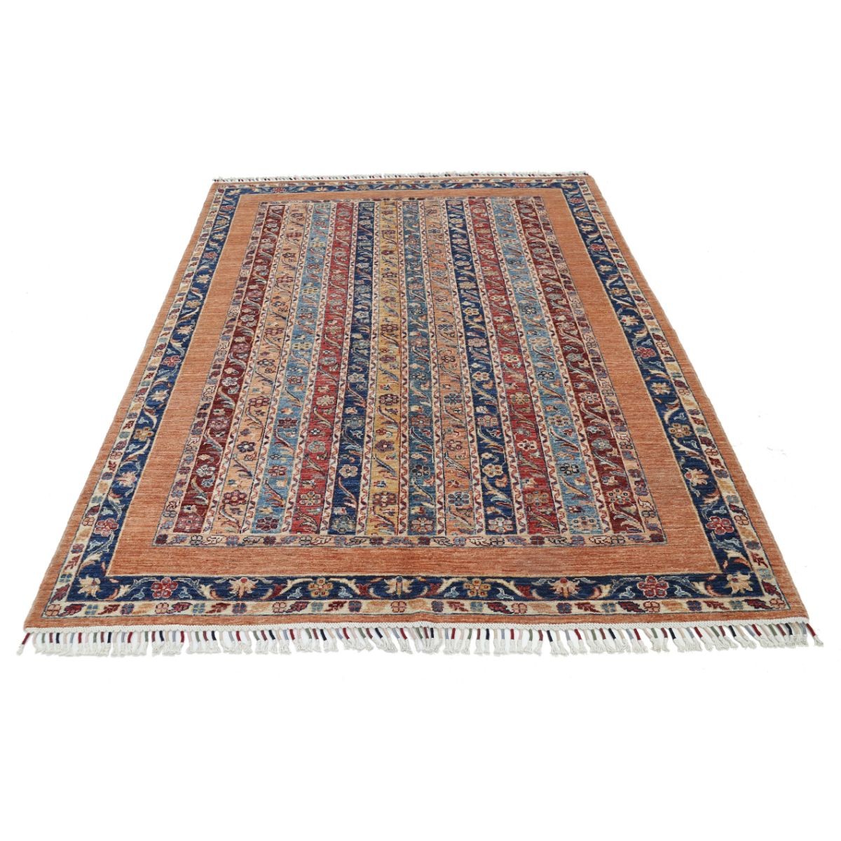 Shaal 6x8 Handmade Double Knotted Washable Wool Rug - Colorful