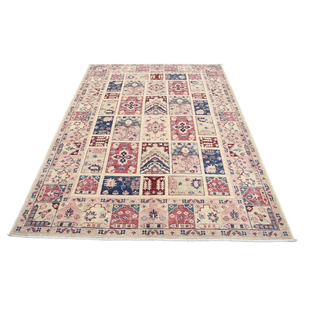Bakhtiari 5x8 Handmade Double Knotted Washable Wool Rug - Soft Hues