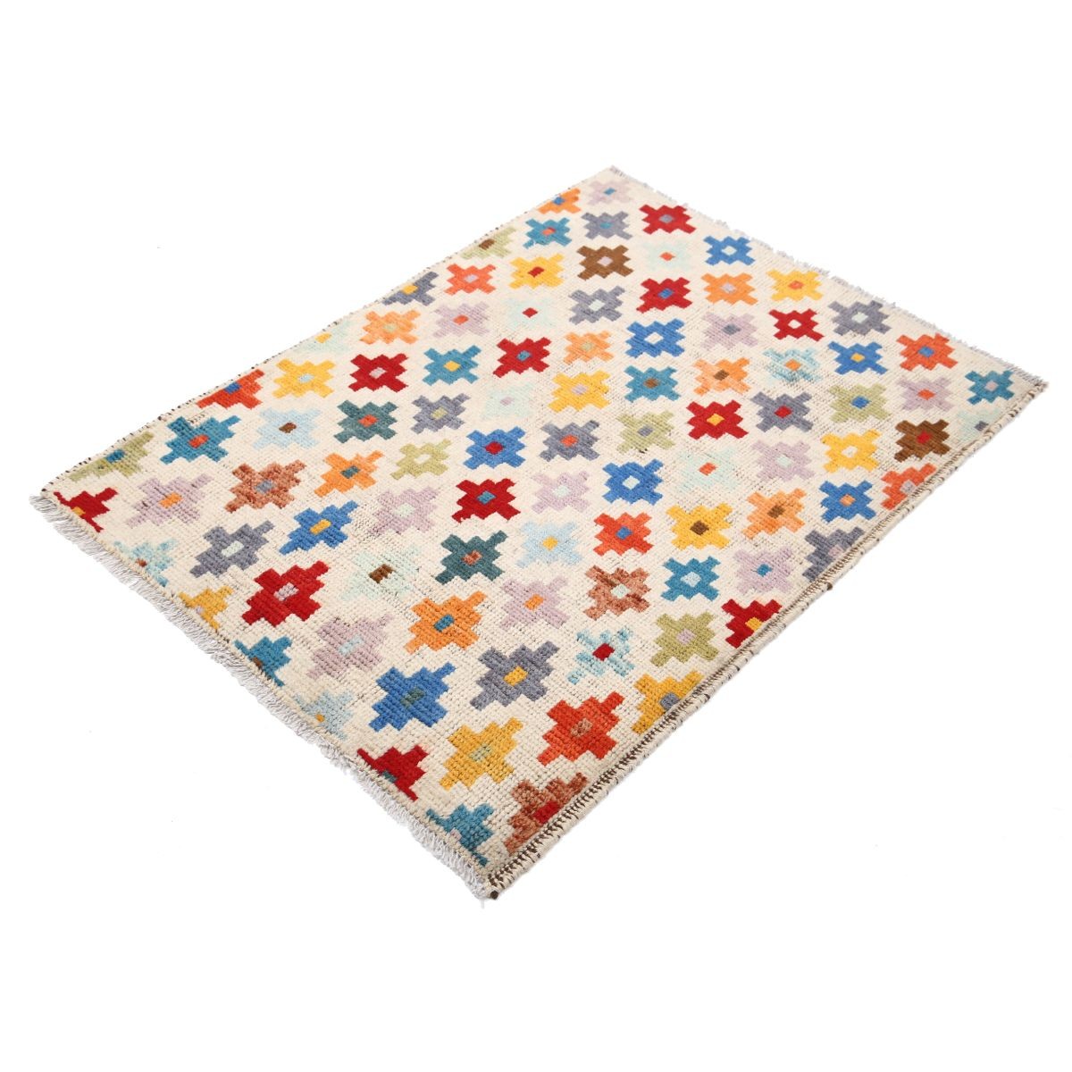 Revival 3x3 Handmade Double Knotted Washable Wool Rug - Colorful
