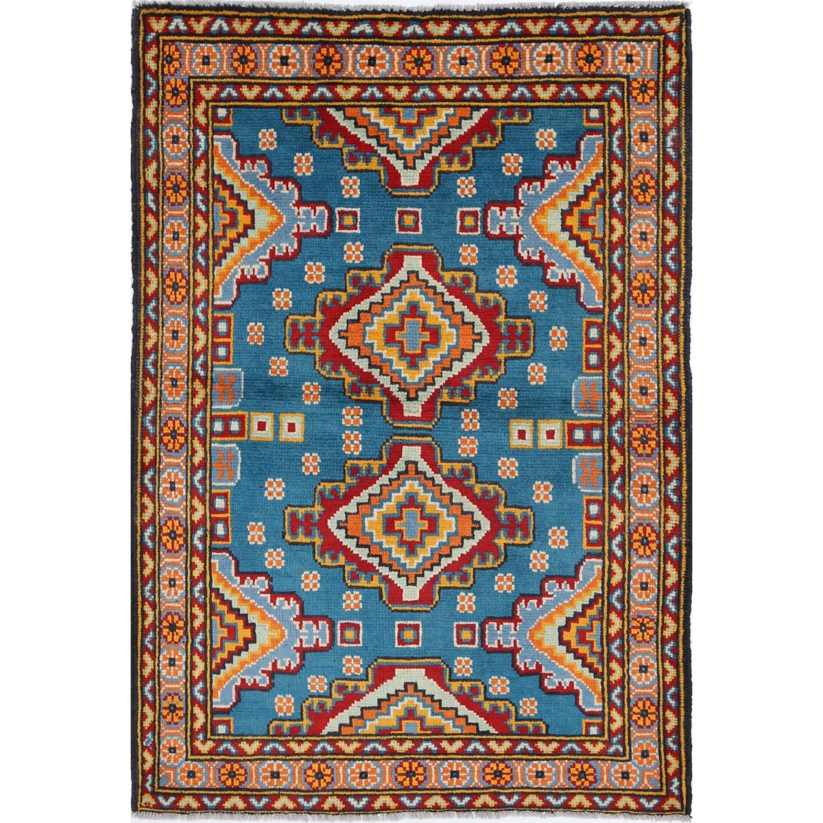 Revival 4x5 Handmade Double Knotted Washable Wool Rug - Colorful