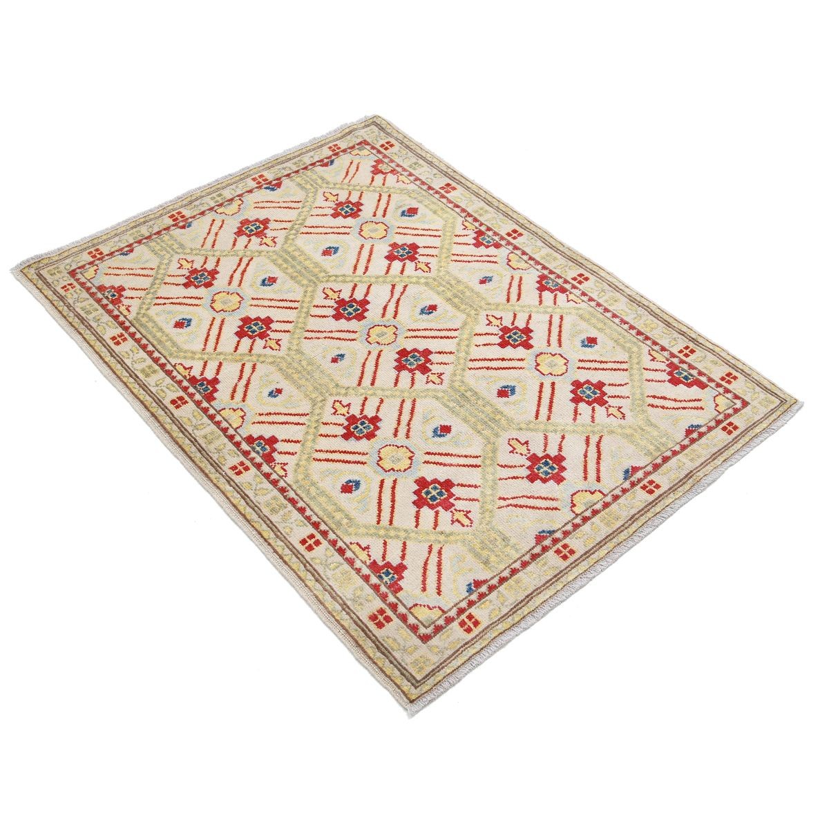 Revival 3x4 Handmade Double Knotted Washable Wool Rug - Colorful