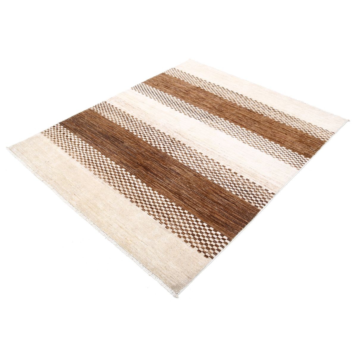 Modcar 5x6 Handmade Double Knotted Washable Wool Rug - Colorful