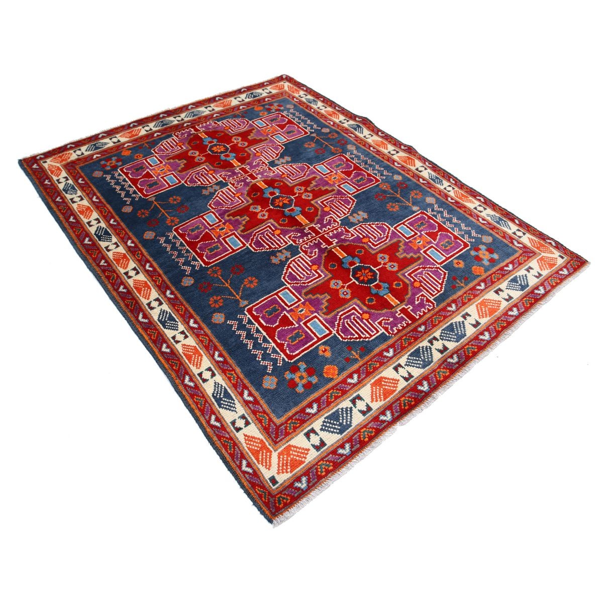 Revival 5x7 Handmade Double Knotted Washable Wool Rug - Colorful