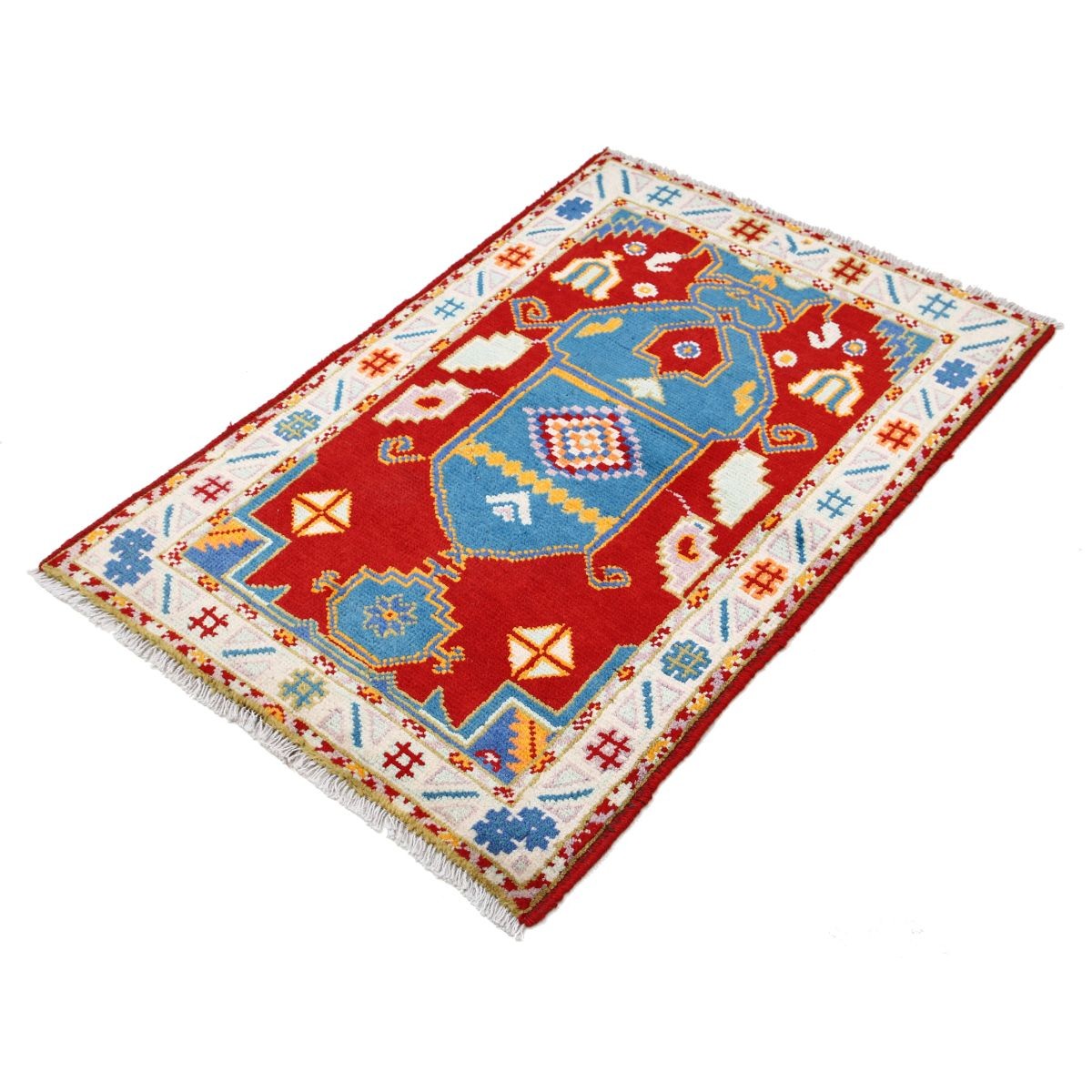 Revival 3x4 Handmade Double Knotted Washable Wool Rug - Colorful
