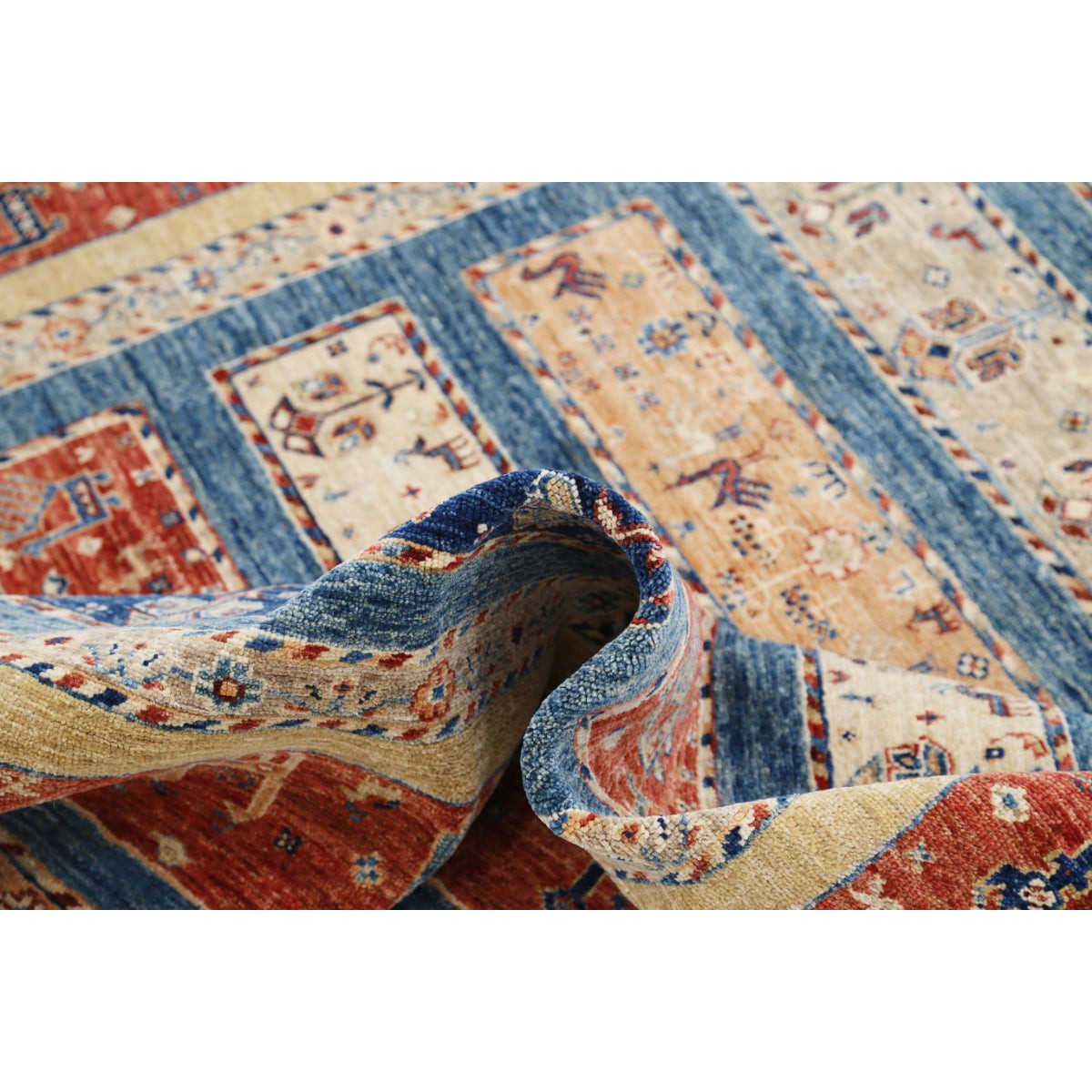 Khurjeen 7x10 Handmade Double Knotted Washable Wool Rug - Colorful