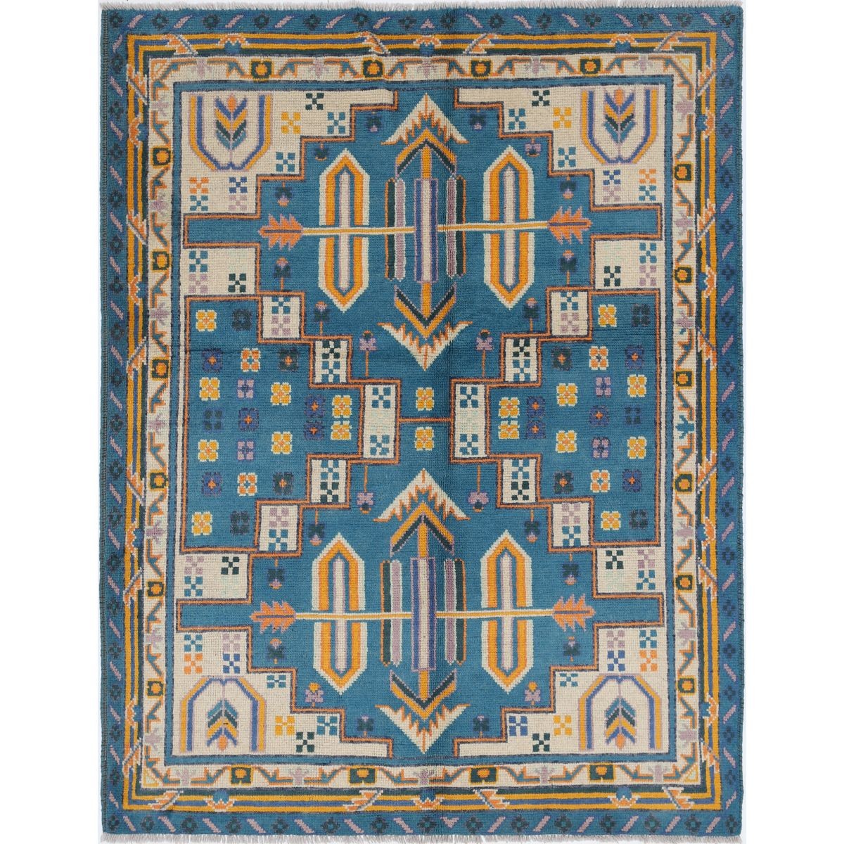 Revival 5x7 Handmade Double Knotted Washable Wool Rug - Colorful