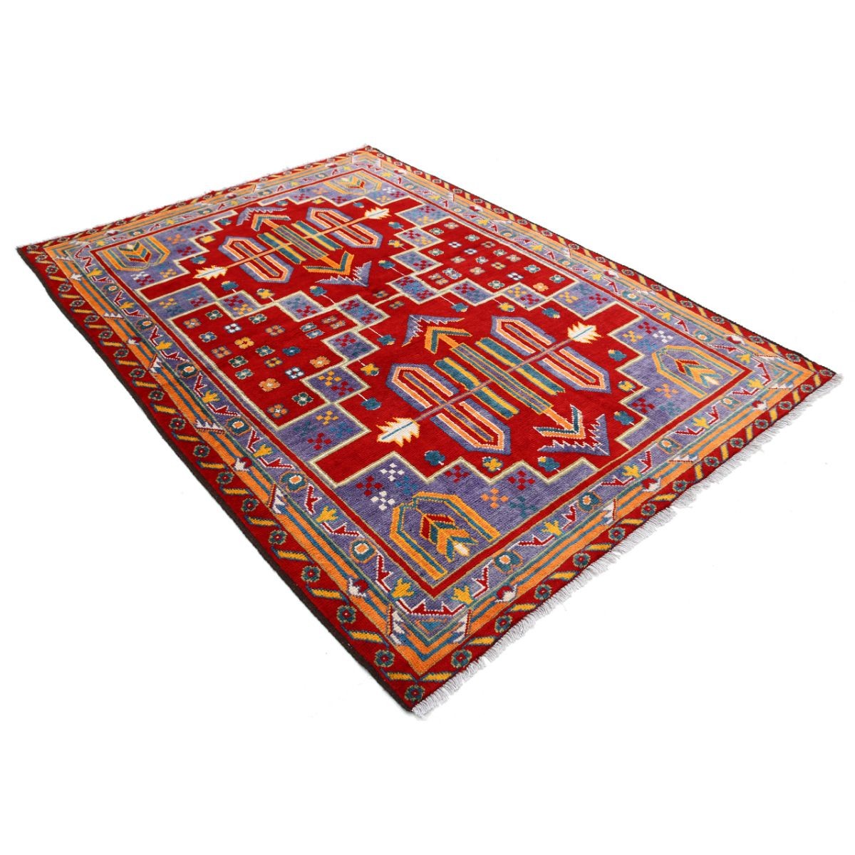 Revival 6x8 Handmade Double Knotted Washable Wool Rug - Colorful