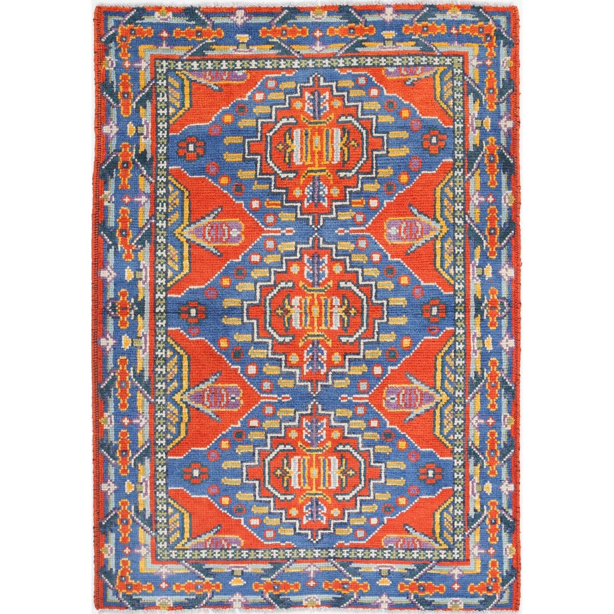 Revival 3x5 Handmade Double Knotted Washable Wool Rug - Colorful