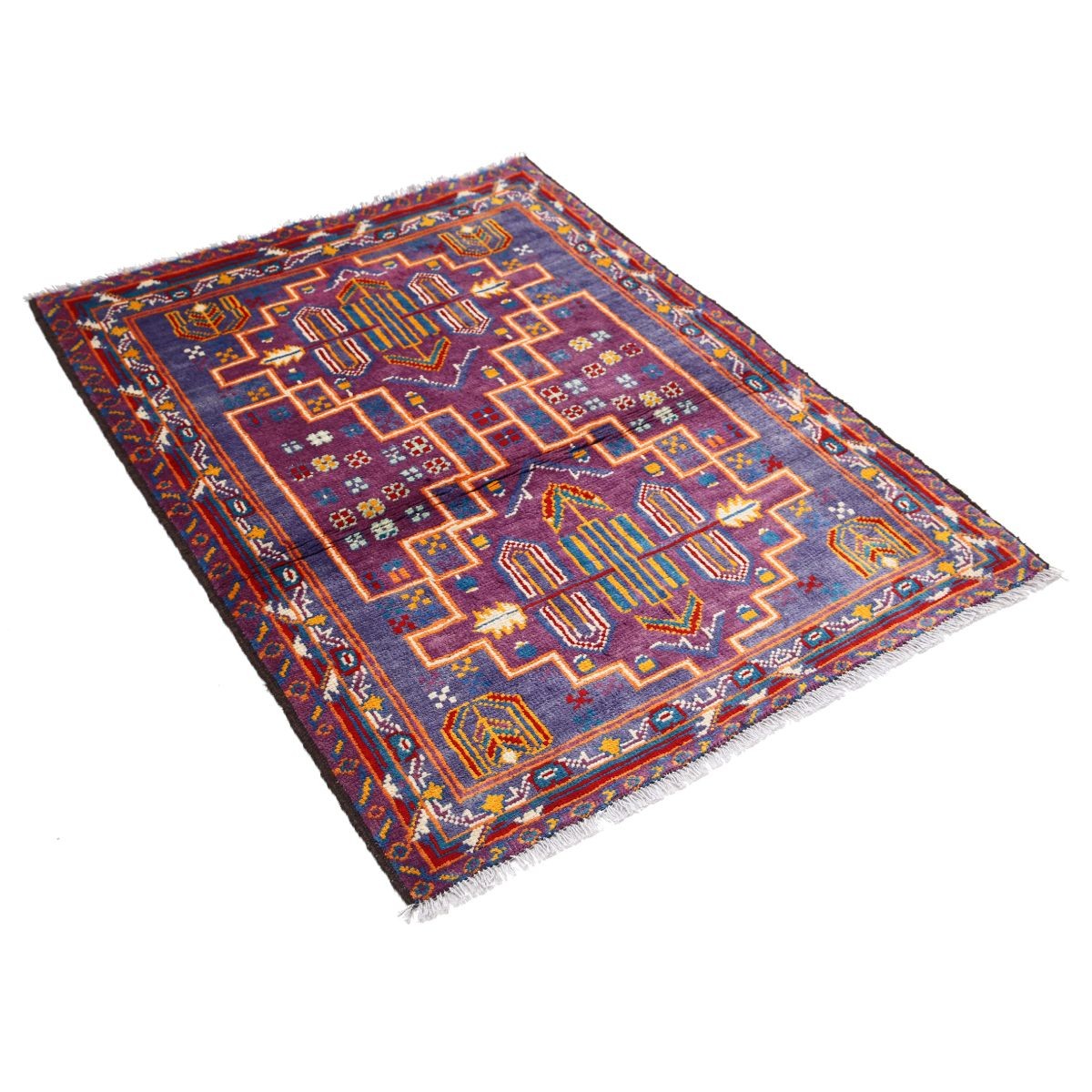 Revival 3x4 Handmade Double Knotted Washable Wool Rug - Colorful