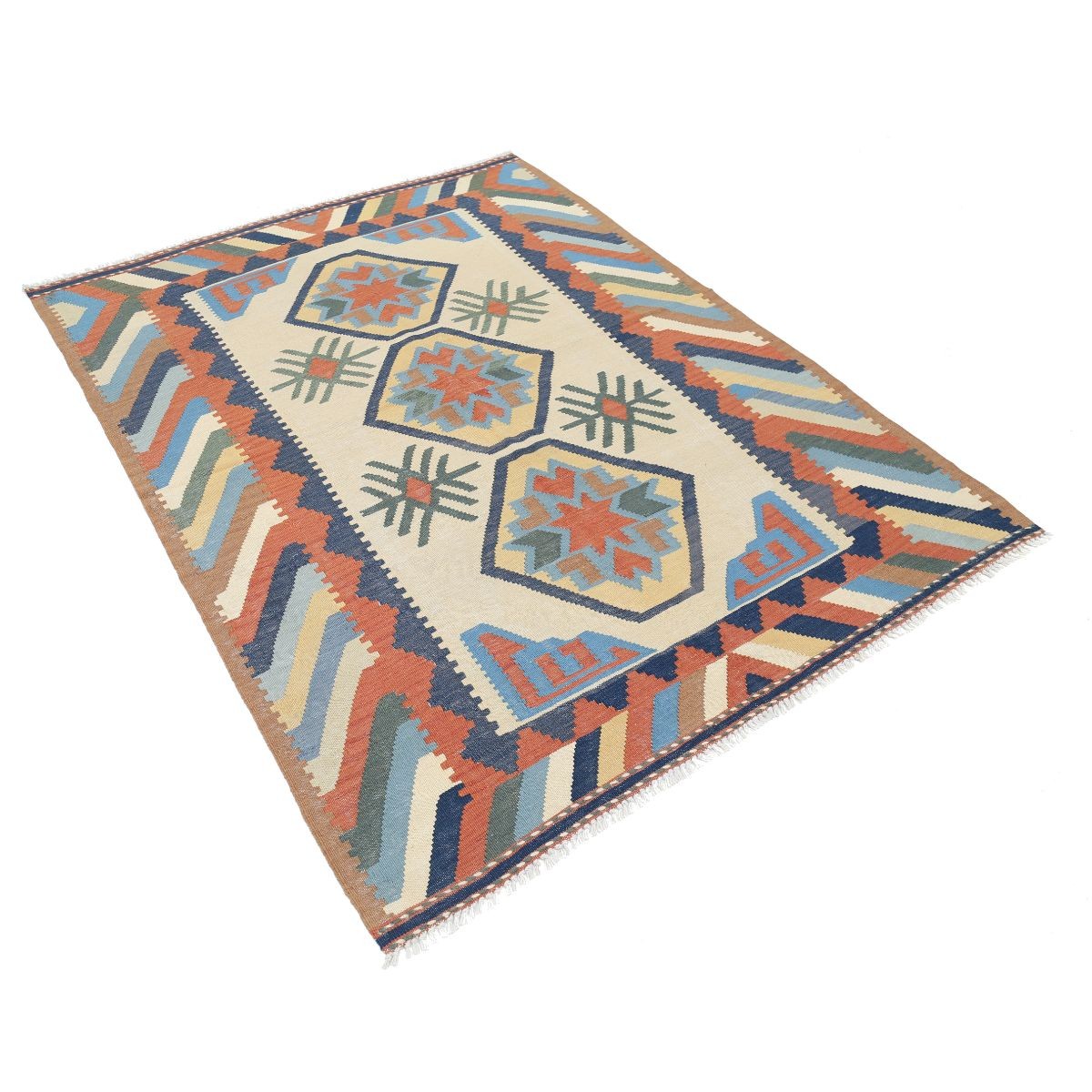 Kafkaas 5x7 Hand Woven Washable Wool Rug - Colorful