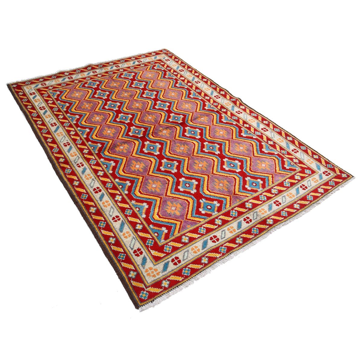Revival 5x7 Handmade Double Knotted Washable Wool Rug - Colorful