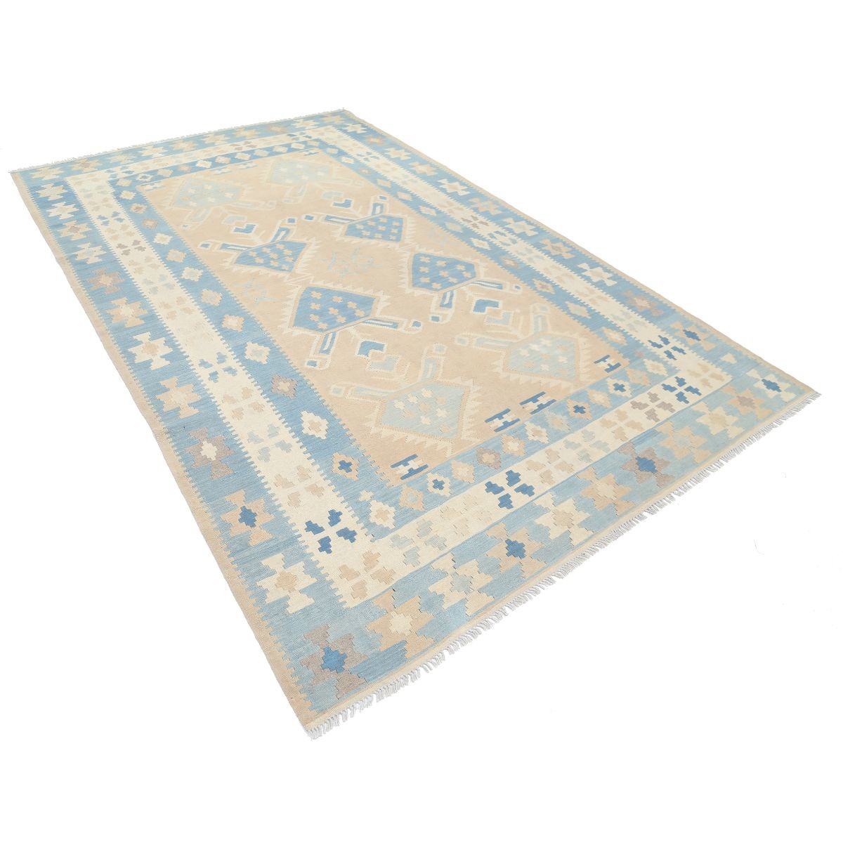 Kafkaas 7x10 Hand Woven Washable Wool Rug - Soft Hues