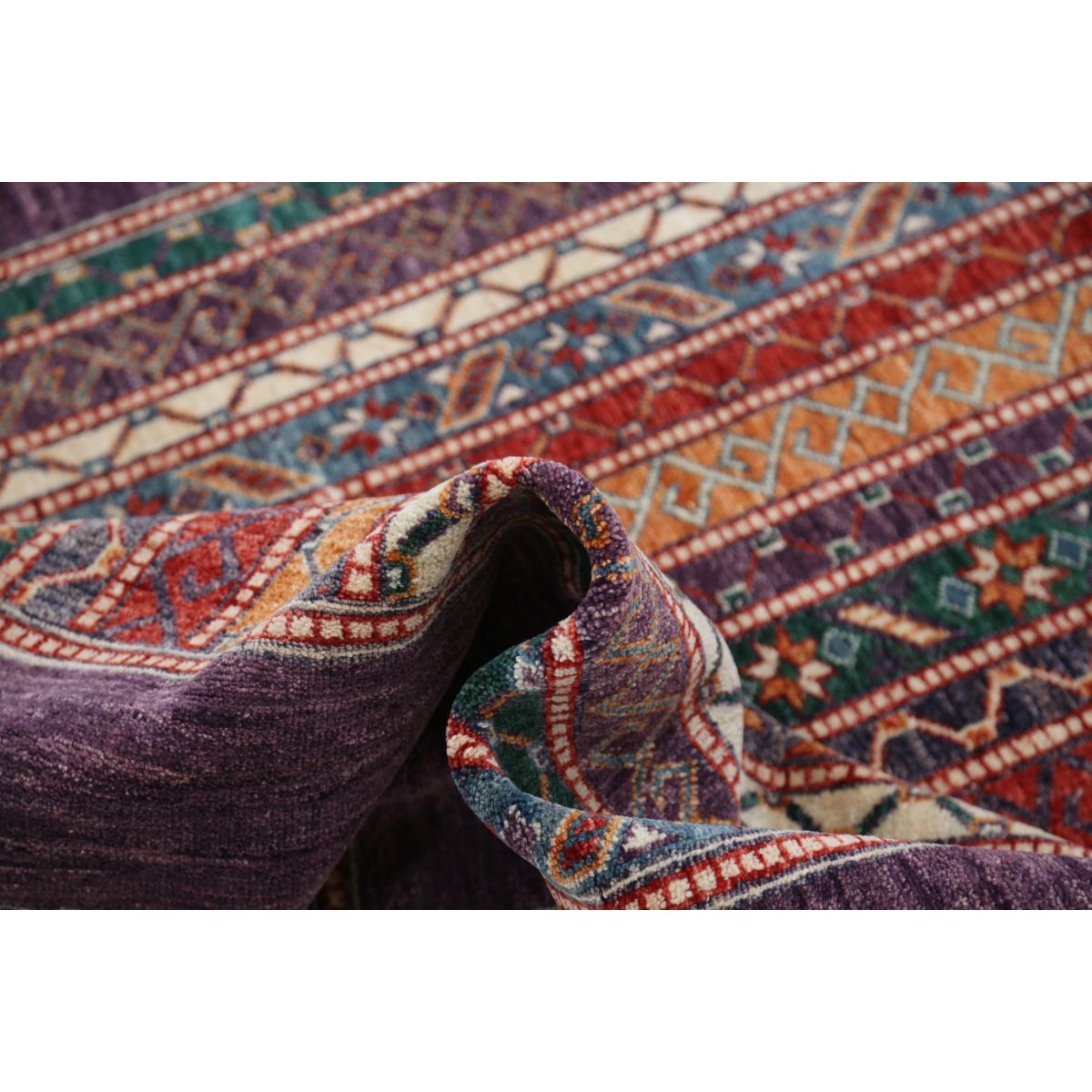 Shaal 6x8 Handmade Double Knotted Washable Wool Rug - Colorful