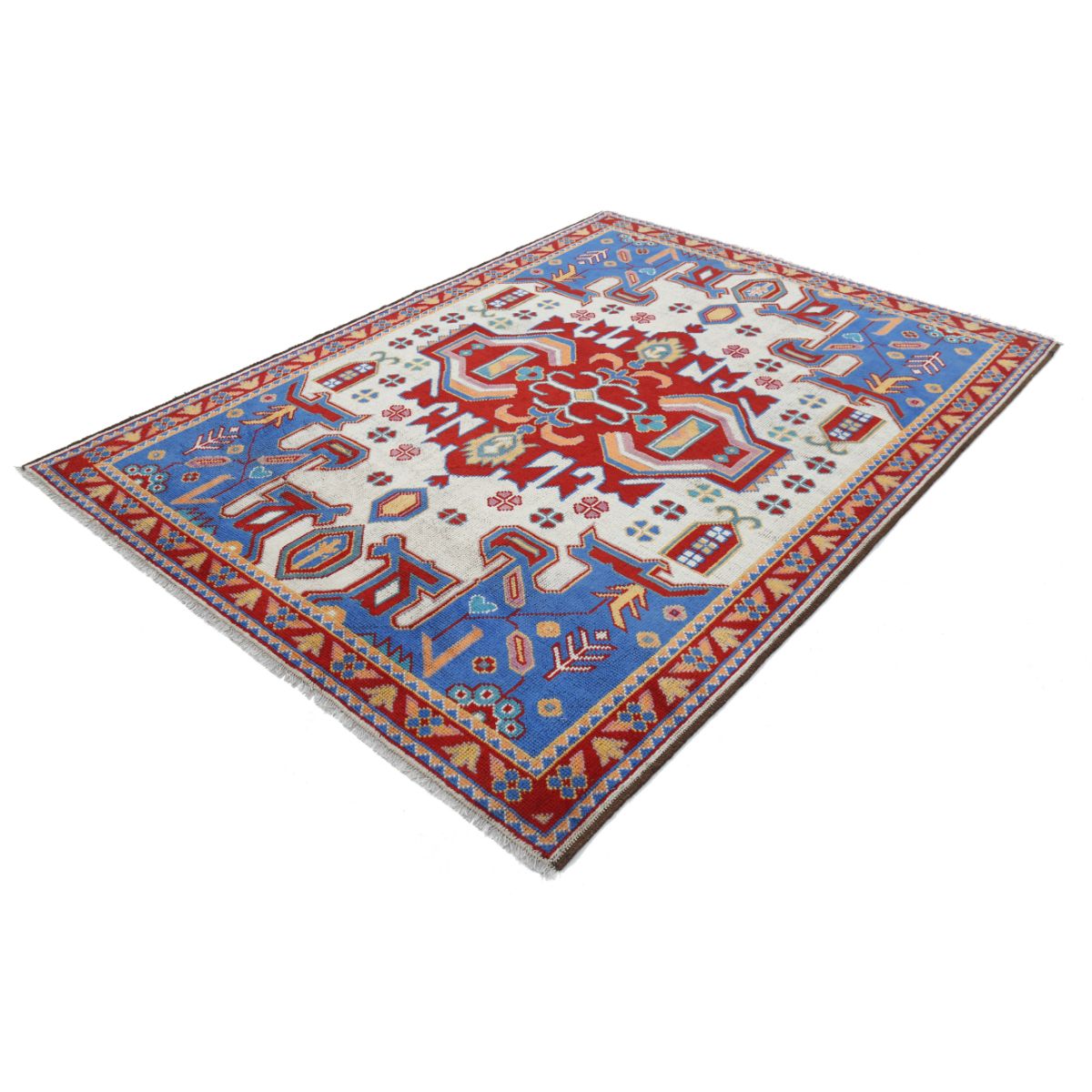 Revival 6x8 Handmade Double Knotted Washable Wool Rug - Colorful