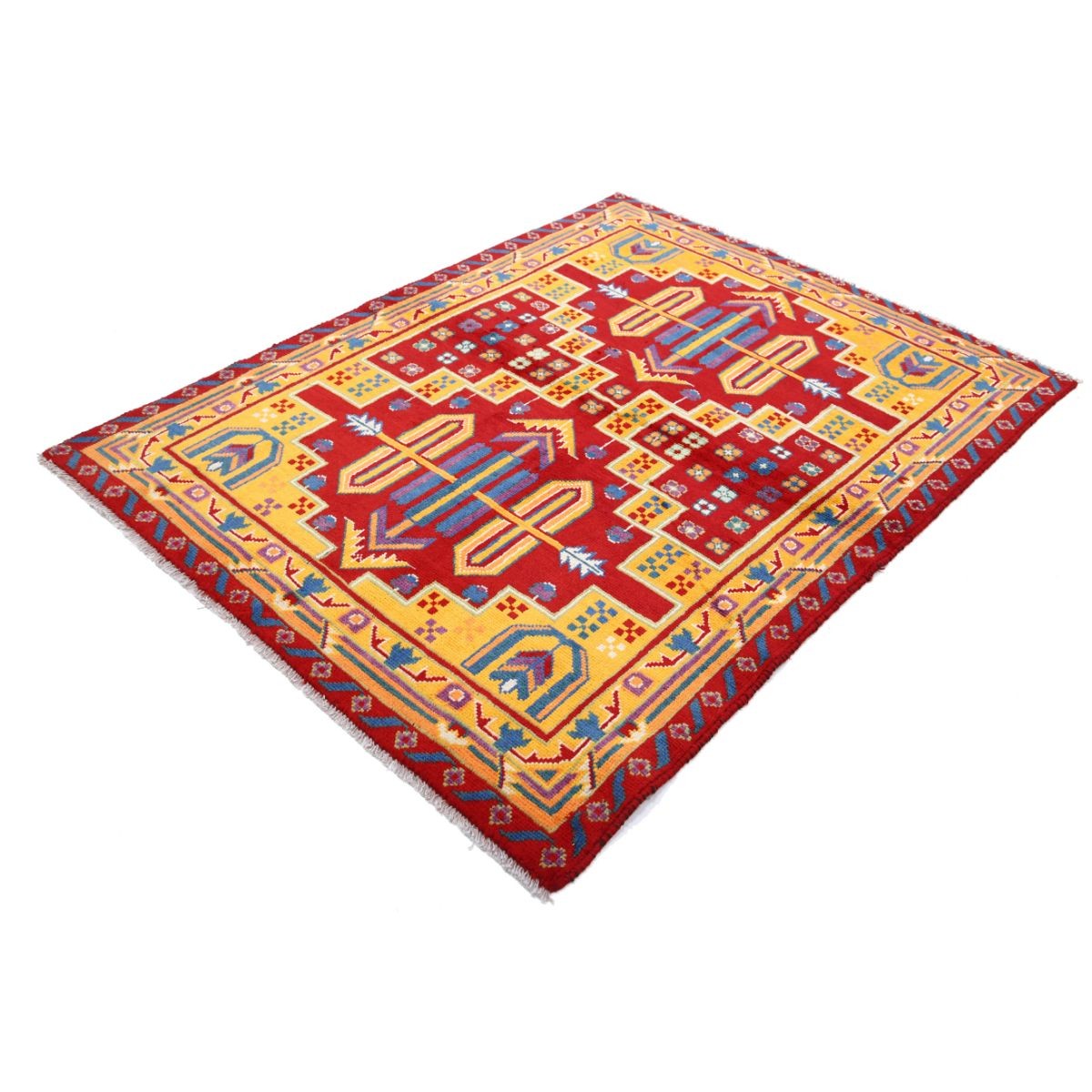 Revival 5x6 Handmade Double Knotted Washable Wool Rug - Colorful