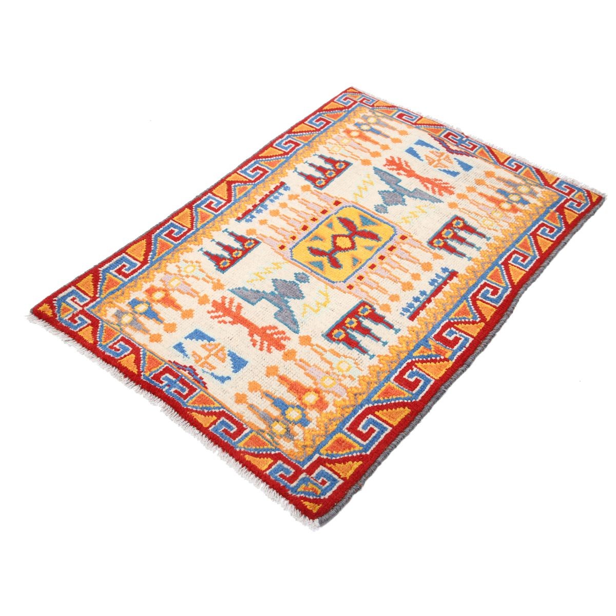 Revival 3x4 Handmade Double Knotted Washable Wool Rug - Colorful