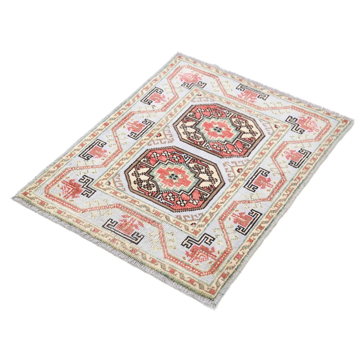 Revival 2x3 Handmade Double Knotted Washable Wool Rug - Colorful
