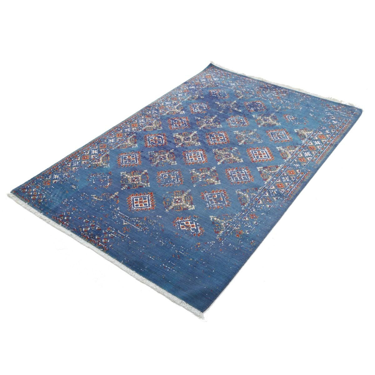 Ajrak 4x6 Powered-Loomed Washable Wool Rug - Colorful