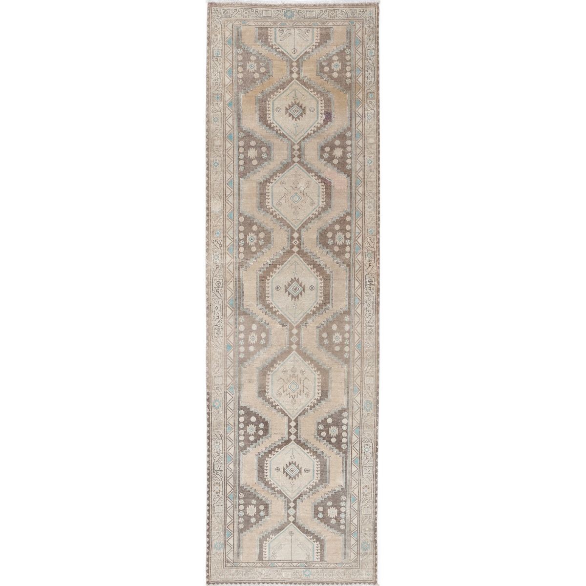 Vintage 3x12 Handmade Double Knotted Washable Wool Runner - Soft Hues